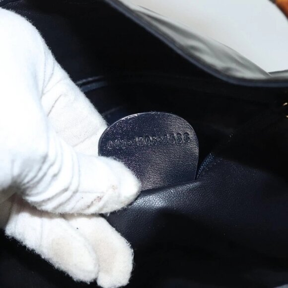 GUCCI Bamboo Hand Bag Enamel 2way Black Gold - Picture 13 of 16